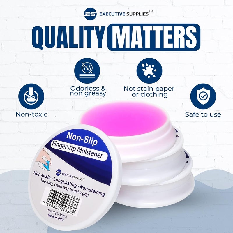 Executive Supplies Fingertip Moistener – Odor-Free, Non-Toxic Gel for Counting, Sorting, Filing & Sealing – Refillable, Non-Skid Base Office Moistener – Easy-Open Container – Pack of 3 - Image 3